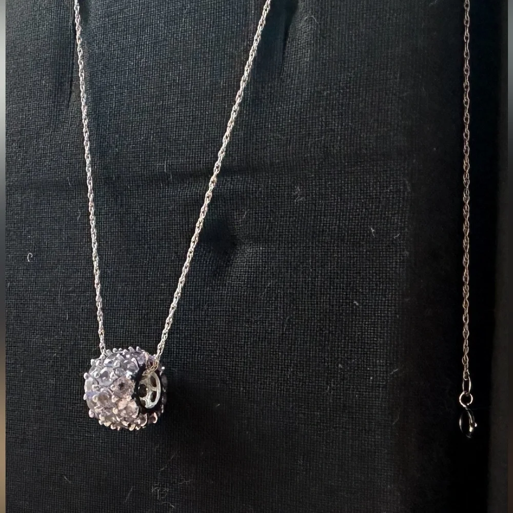 14k White Gold Tanzanite Pendant Bead & “18.25 Inch Chain